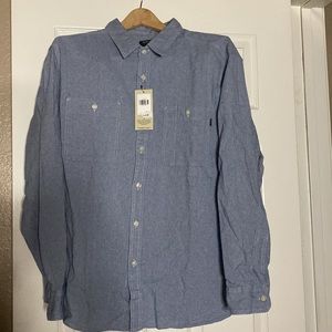 NWT Dockers Work Shirt Button Down Chambray Heathered Blue Long Sleeve